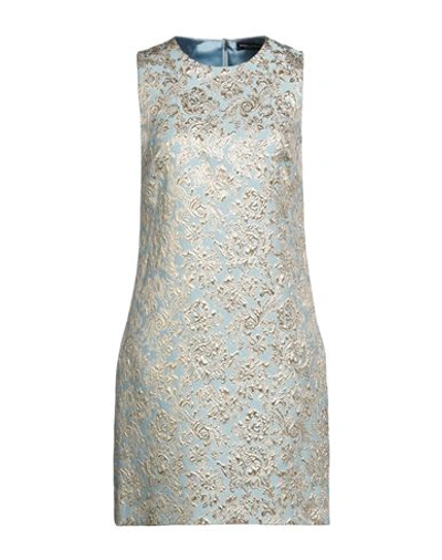 Shop Dolce & Gabbana Woman Mini Dress Sky Blue Size 0 Polyester, Polyamide, Metallized Polyamide