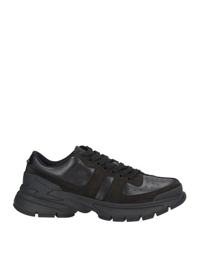 Shop Neil Barrett Man Sneakers Black Size 9 Leather, Textile Fibers