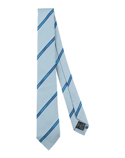 Shop Dunhill Man Ties & Bow Ties Sky Blue Size - Cotton, Mulberry Silk