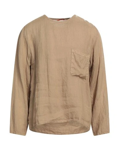 Shop Barena Venezia Barena Man Shirt Camel Size 44 Linen In Beige