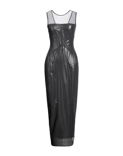 Shop Dolce & Gabbana Woman Maxi Dress Lead Size 8 Cotton, Polyamide, Elastane In Grey