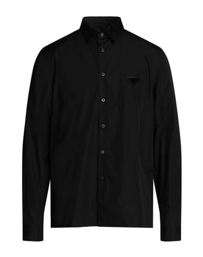 Shop Prada Man Shirt Black Size 16 Cotton