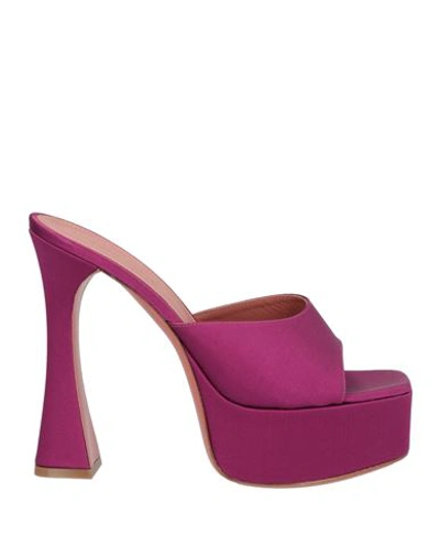 Shop Amina Muaddi Woman Sandals Purple Size 10.5 Textile Fibers