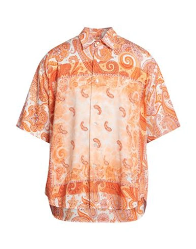 Shop Etro Man Shirt Orange Size M Cotton