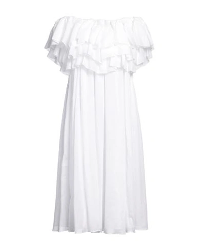 Shop Chloé Woman Midi Dress White Size 8 Ramie