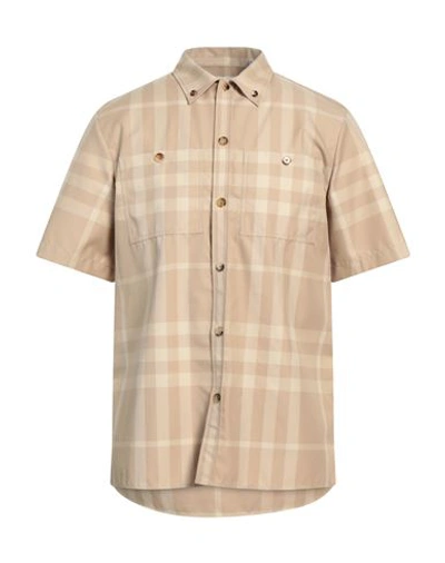 Shop Burberry Man Shirt Beige Size S Cotton