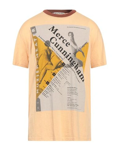 Shop Acne Studios Man T-shirt Apricot Size Xs Cotton In Orange