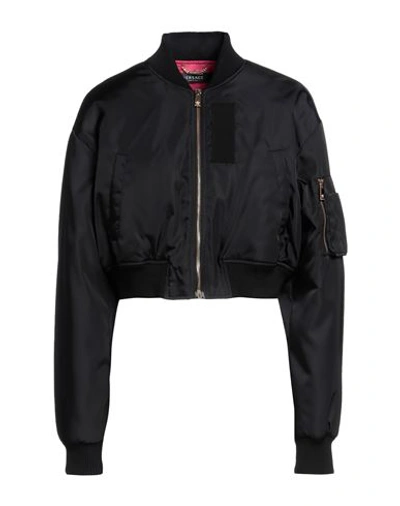 Versace Woman Jacket Black Size 8 Polyamide, Polyester, Wool, Acrylic In Black
