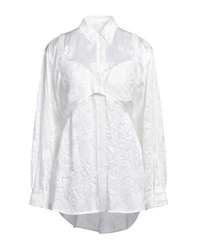 Shop Burberry Woman Shirt Cream Size 6 Cupro, Polyamide, Cotton, Polyester In White