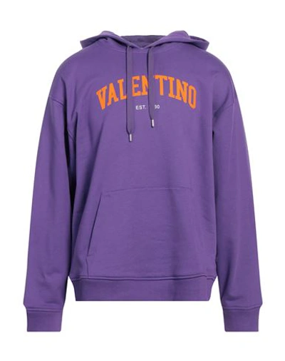 Shop Valentino Garavani Man Sweatshirt Purple Size L Cotton, Elastane