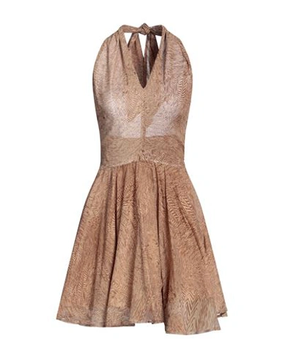Shop Federica Tosi Woman Mini Dress Brown Size 6 Silk, Cotton