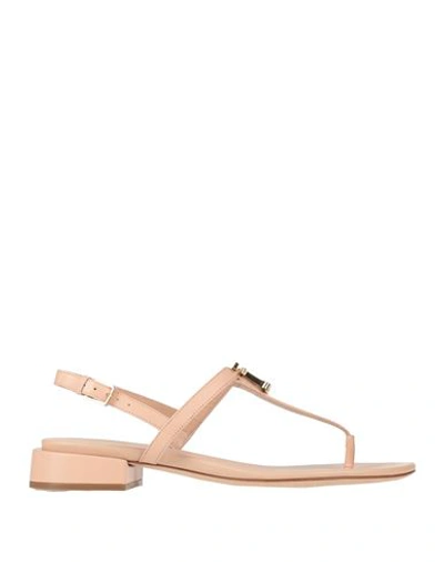 Shop Burberry Woman Thong Sandal Blush Size 7 Leather In Pink