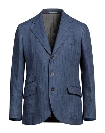 Shop Brunello Cucinelli Man Blazer Blue Size 46 Linen