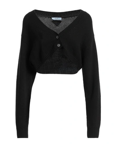 Shop Prada Woman Wrap Cardigans Black Size 6 Virgin Wool, Cashmere, Polyamide