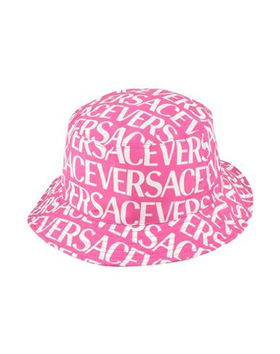 Shop Versace Woman Hat Fuchsia Size 7 ¼ Polyamide In Pink