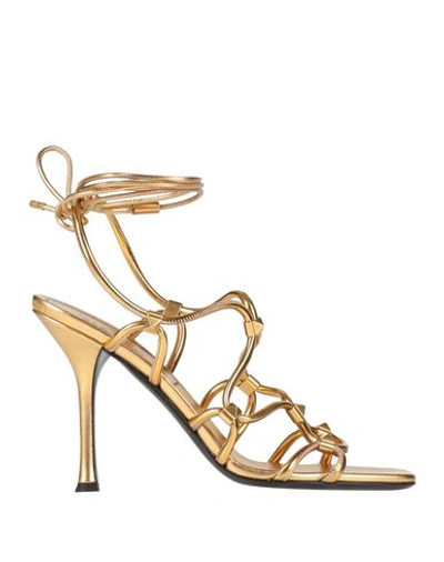 Shop Valentino Garavani Woman Sandals Gold Size 8 Leather