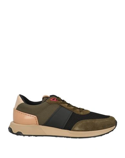 Tod's Man Sneakers Military Green Size 7.5 Leather, Textile Fibers In Green