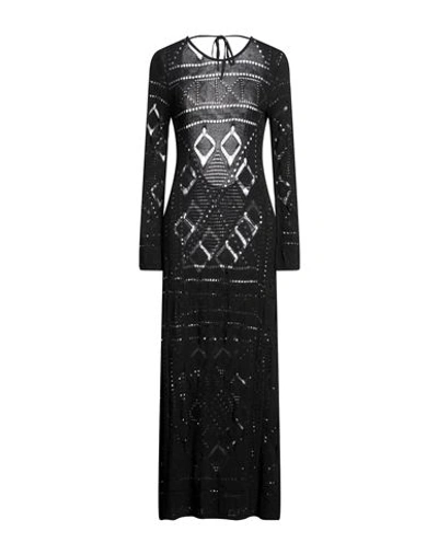 Shop Akep Woman Maxi Dress Black Size Xs Viscose, Polyester