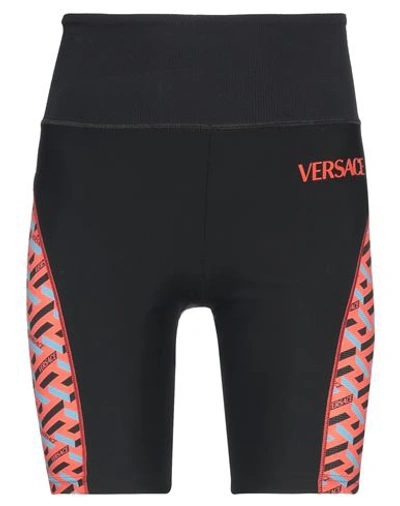 Shop Versace Woman Leggings Black Size 6 Polyamide, Elastane, Polyester