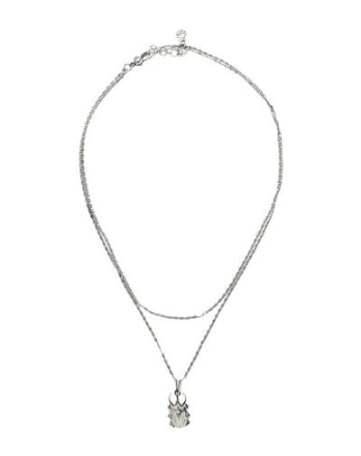 Shop Alexander Mcqueen Woman Necklace Silver Size - Brass