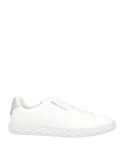 Shop Jimmy Choo Man Sneakers White Size 9 Soft Leather, Textile Fibers