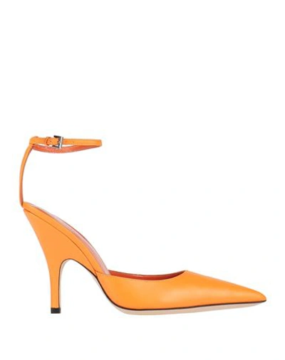 Shop By Far Woman Pumps Orange Size 8 Soft Leather