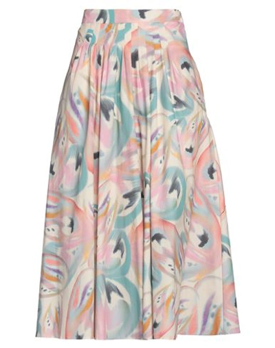 Shop Etro Woman Midi Skirt Pink Size 10 Cotton