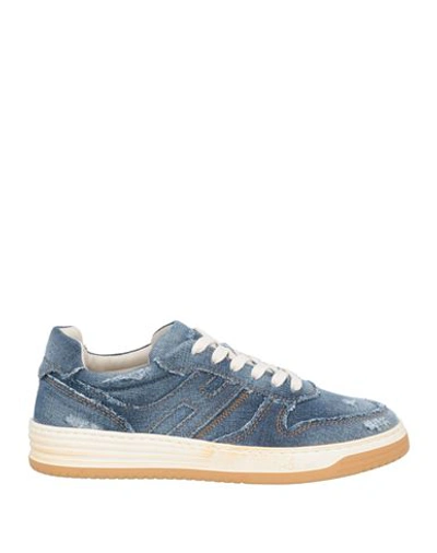 Hogan Man Sneakers Blue Size 10 Textile Fibers In Blue