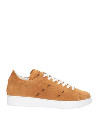 Shop Kiton Man Sneakers Camel Size 7 Soft Leather In Beige