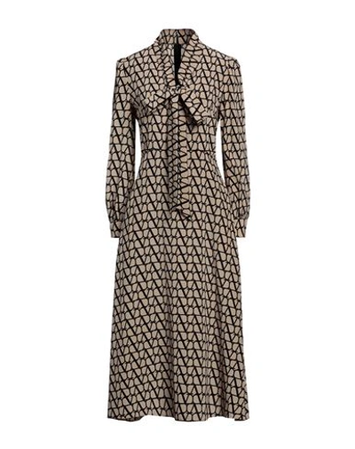 Shop Valentino Garavani Woman Midi Dress Beige Size 4 Silk