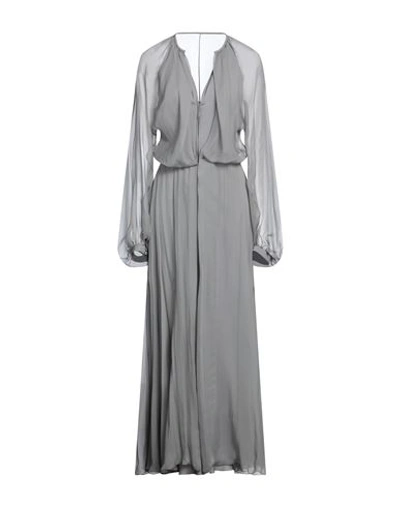 Shop Giorgio Armani Woman Maxi Dress Grey Size 8 Silk