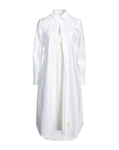 Thom Browne Woman Midi Dress White Size 4 Cotton, Silk In White