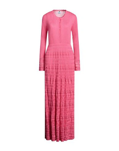 Shop M Missoni Woman Maxi Dress Fuchsia Size 12 Cotton, Viscose, Polyamide In Pink