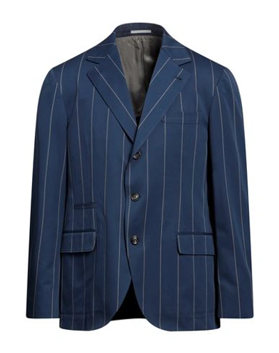 Shop Brunello Cucinelli Man Blazer Slate Blue Size 42 Wool, Cotton