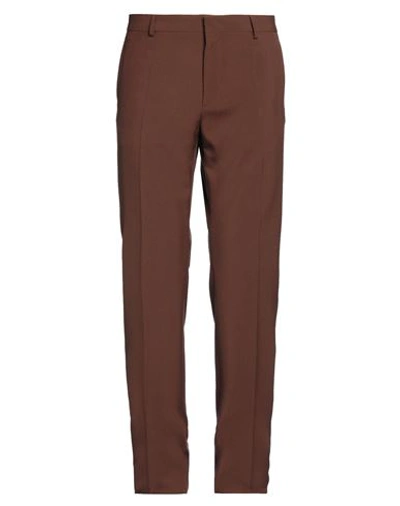 Shop Valentino Garavani Man Pants Cocoa Size 36 Virgin Wool, Polyamide, Cotton In Brown