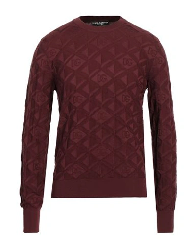 Shop Dolce & Gabbana Man Sweater Burgundy Size 42 Silk In Red