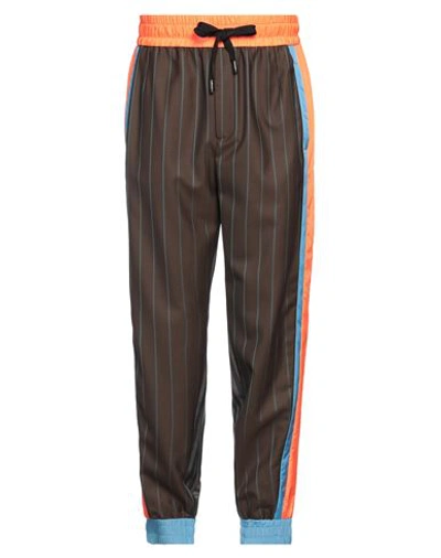 Shop Dolce & Gabbana Man Pants Dark Brown Size 36 Virgin Wool, Polyamide, Elastane