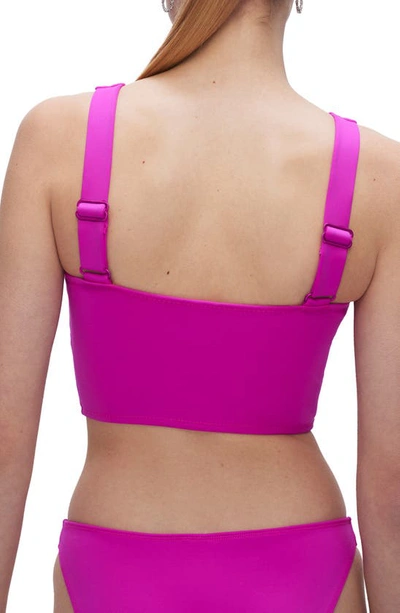 Shop Good American Compression Scuba Bikini Top In Fuchsia Pink001