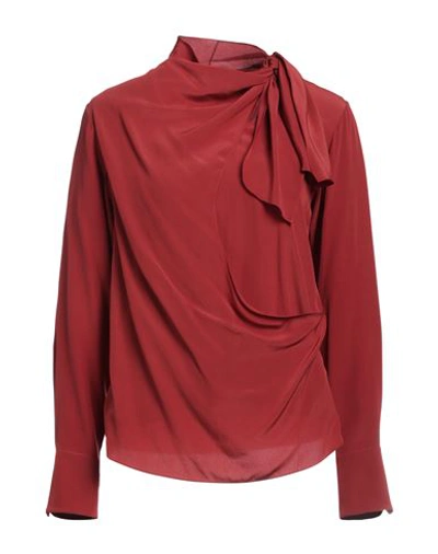 Shop Chloé Woman Top Brick Red Size 6 Silk