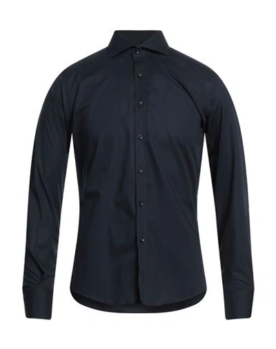 Shop Egon Von Furstenberg Man Shirt Midnight Blue Size 17 Cotton, Elastane