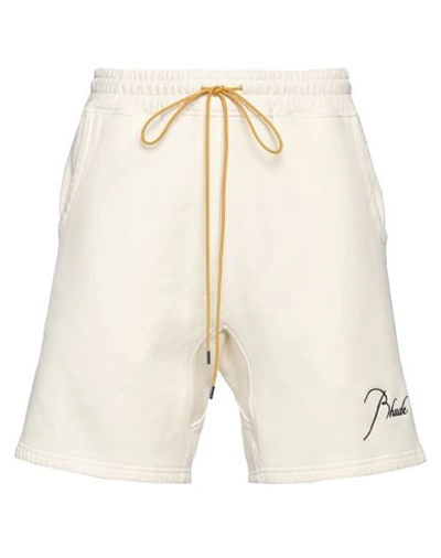 Shop Rhude Man Shorts & Bermuda Shorts Ivory Size M Cotton In White