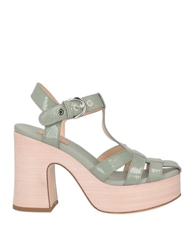 Agl Attilio Giusti Leombruni Agl Woman Sandals Sage Green Size 10 Leather In Sage Green