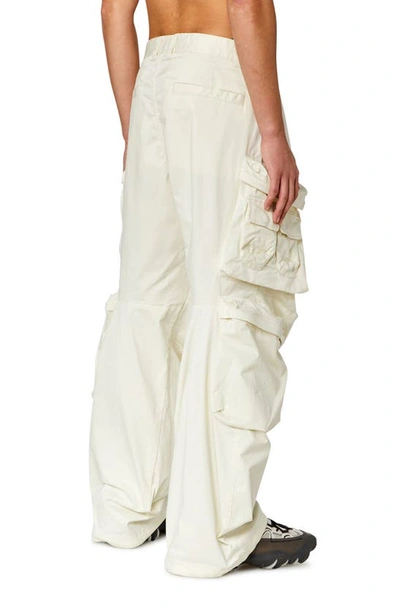 Shop Diesel P-huges New Stretch Sateen Cargo Pants In Off White