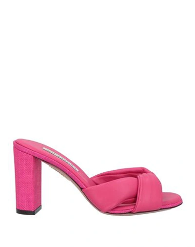 Shop Aquazzura Woman Sandals Fuchsia Size 7.5 Soft Leather In Pink