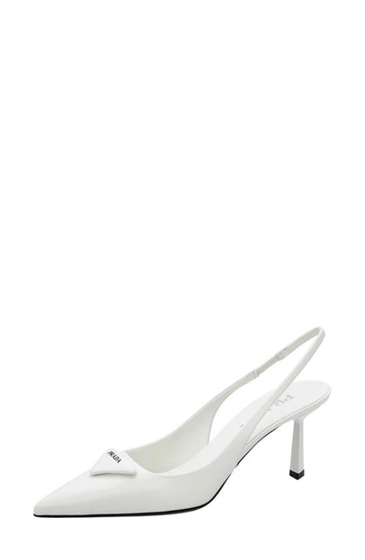 Shop Prada Modellerie Pointed Toe Slingback Pump In White