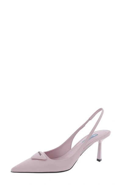 Shop Prada Modellerie Pointed Toe Slingback Pump In Alabaster Pink