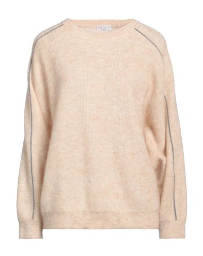 Shop Brunello Cucinelli Woman Sweater Beige Size M Mohair Wool, Polyamide, Wool, Brass