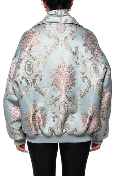 Azalea Wang Brocade Bomber Jacket In Blue