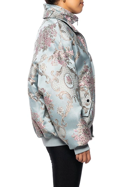 Azalea Wang Brocade Bomber Jacket In Blue