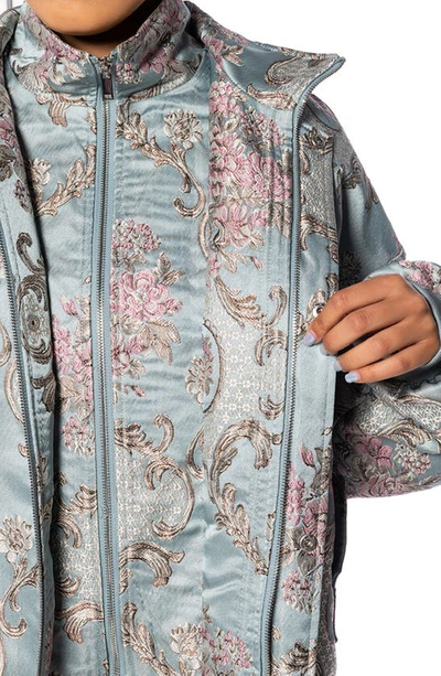 Azalea Wang Brocade Bomber Jacket In Blue
